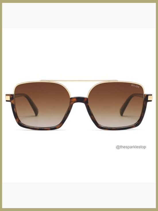 Polarized Retro Square Aviator Sunglasses with UV400 Protection main image 6